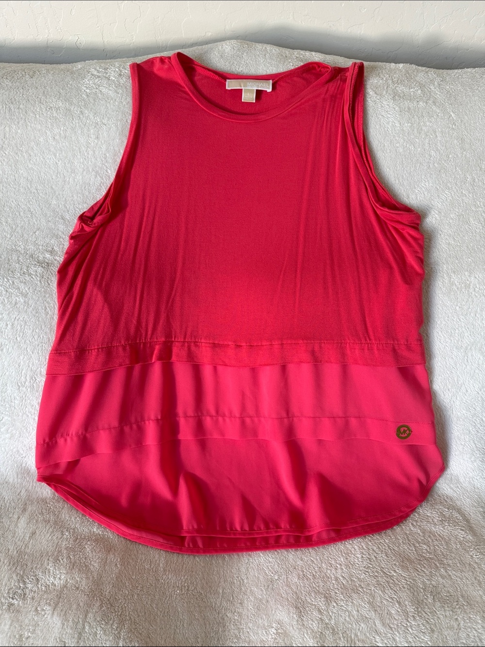 Michael Kors Bright Pink Layered Sleeveless Tank